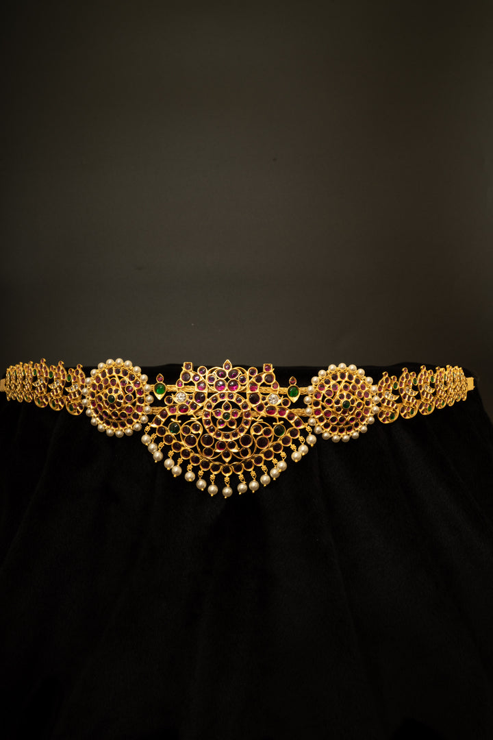 Bharatanatyam Peacock Oddiyanam – 925 Silver 24 carat gold polished