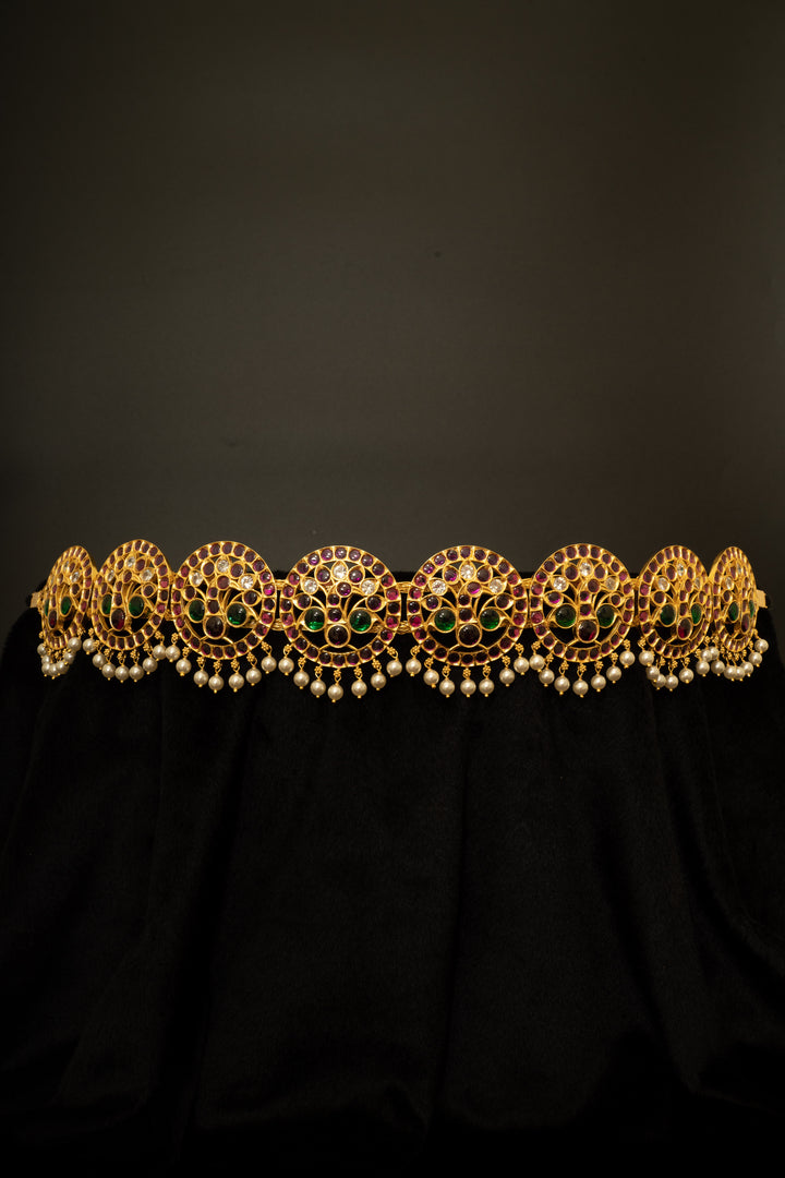 Bharatanatyam Round Oddiyanam – 925 Silver Gold Polish