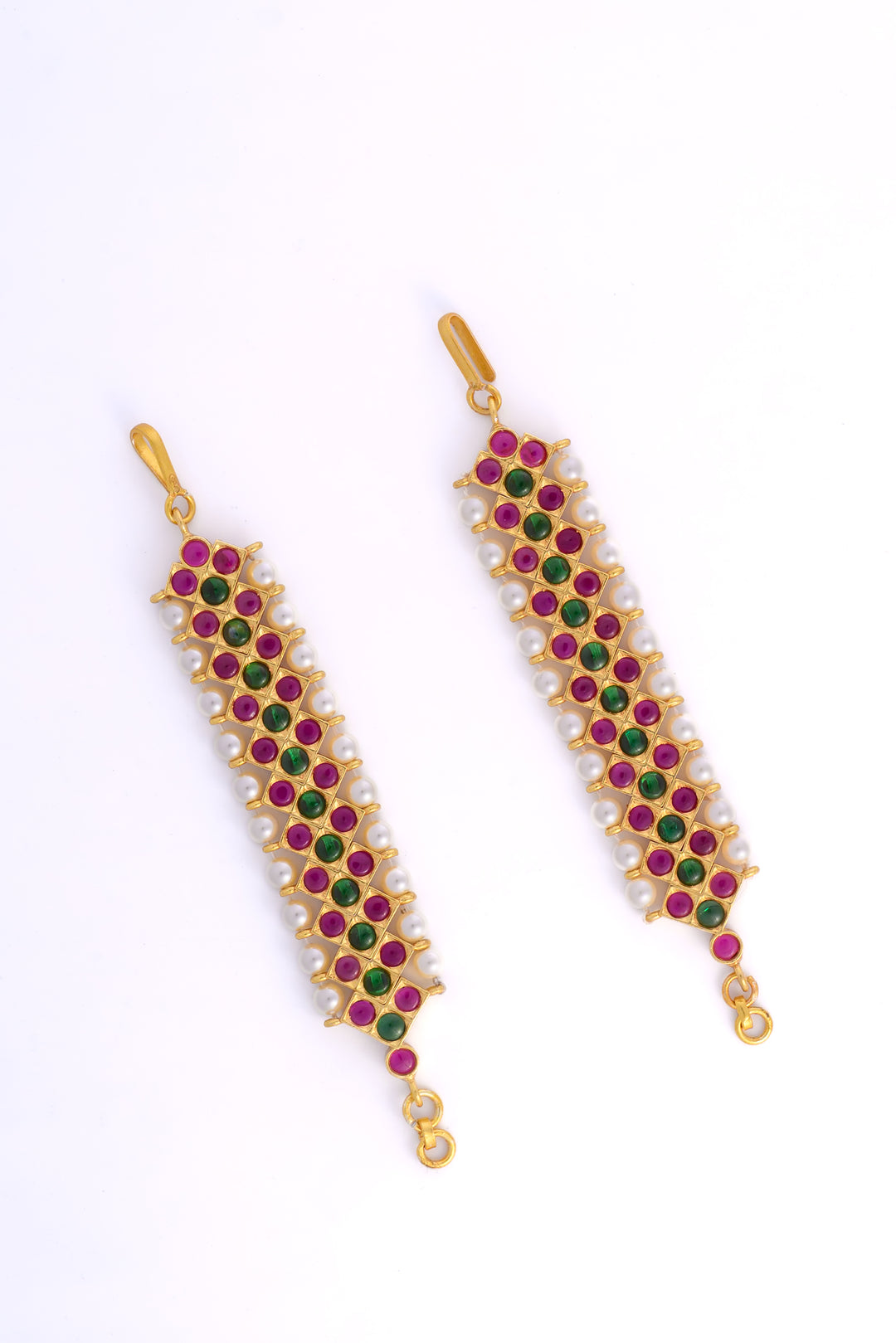 Bharatanatyam Jewelry - Mattal/Matilu - ear chain - 925 silver (24 ct Gold polish) - Bridal - South Indian jewelry