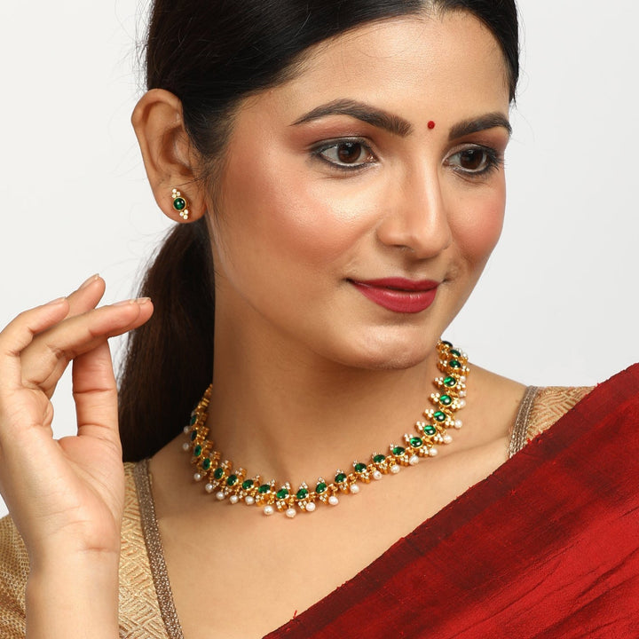 Devika Necklace - 925 silver gold polish