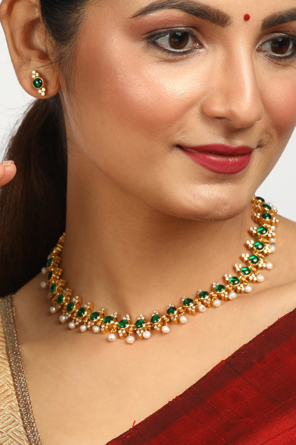 Devika Necklace - 925 silver gold polish