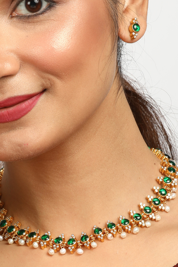 Devika Necklace - 925 silver gold polish