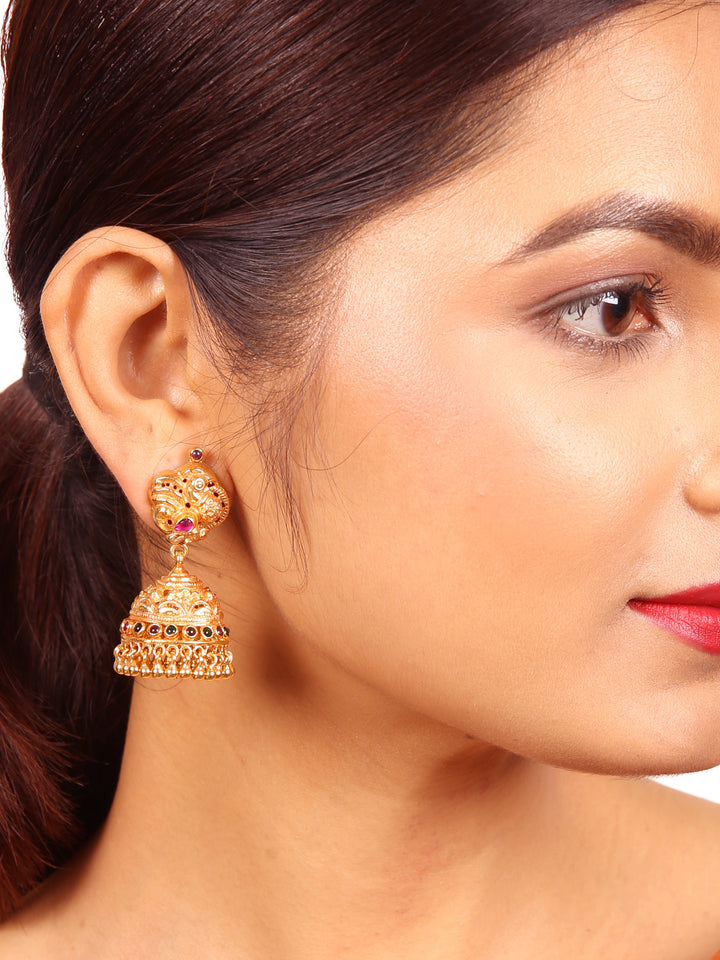 Dhwani Jhumka - 925 silver gold polish
