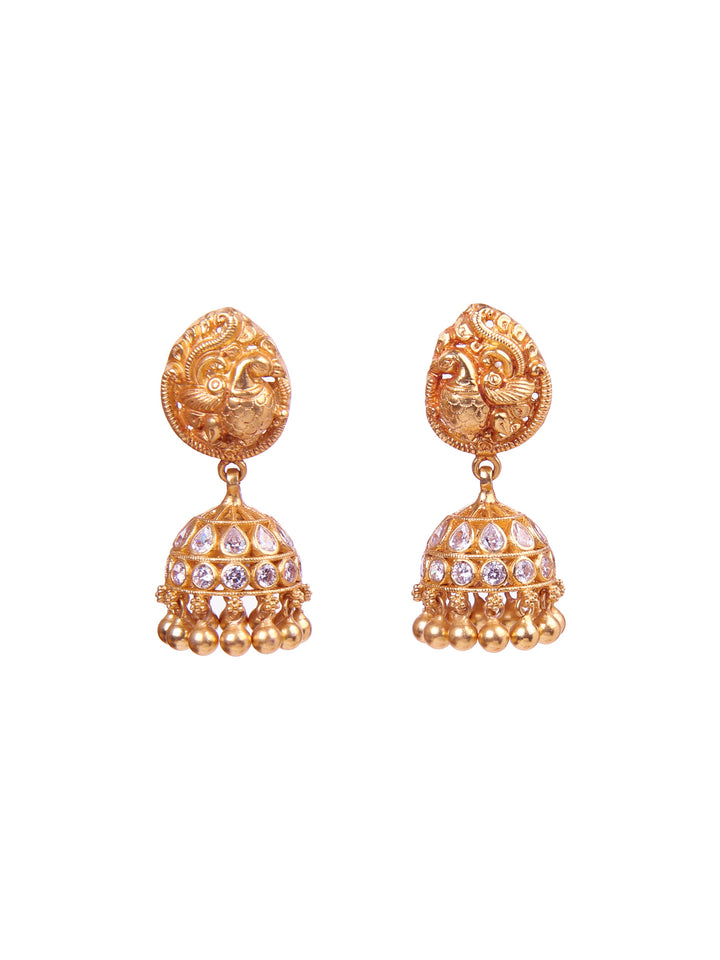 Disha Jhumka Earring - 925 silver gold polish