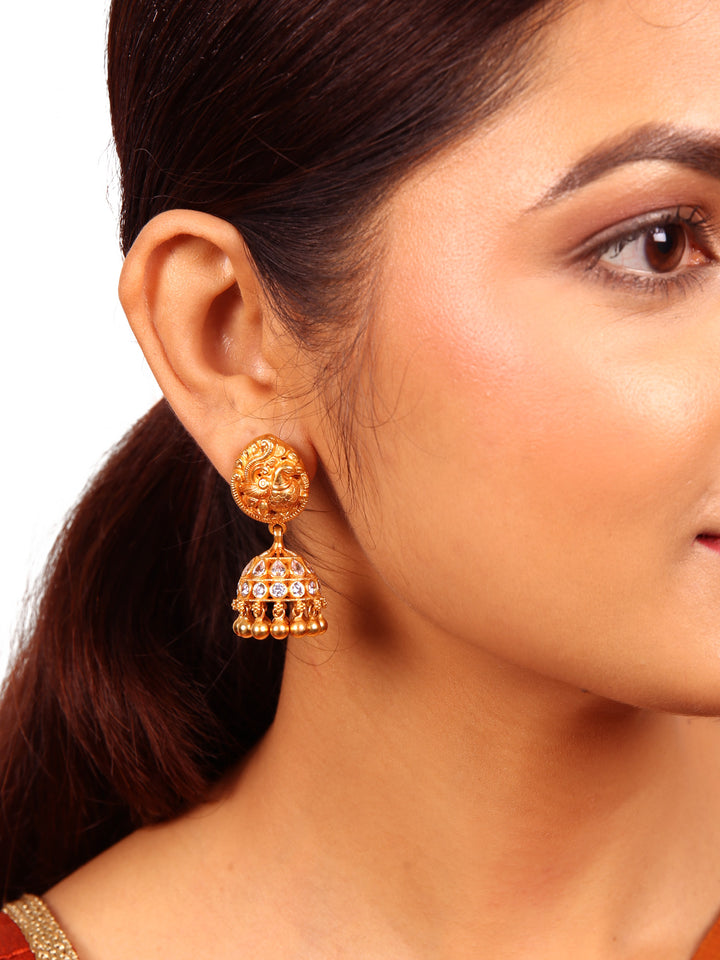 Disha Jhumka Earring - 925 silver gold polish