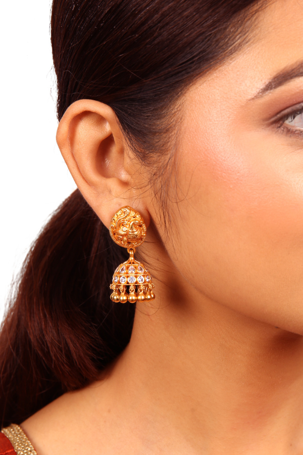 Disha Jhumka Earring - 925 silver gold polish