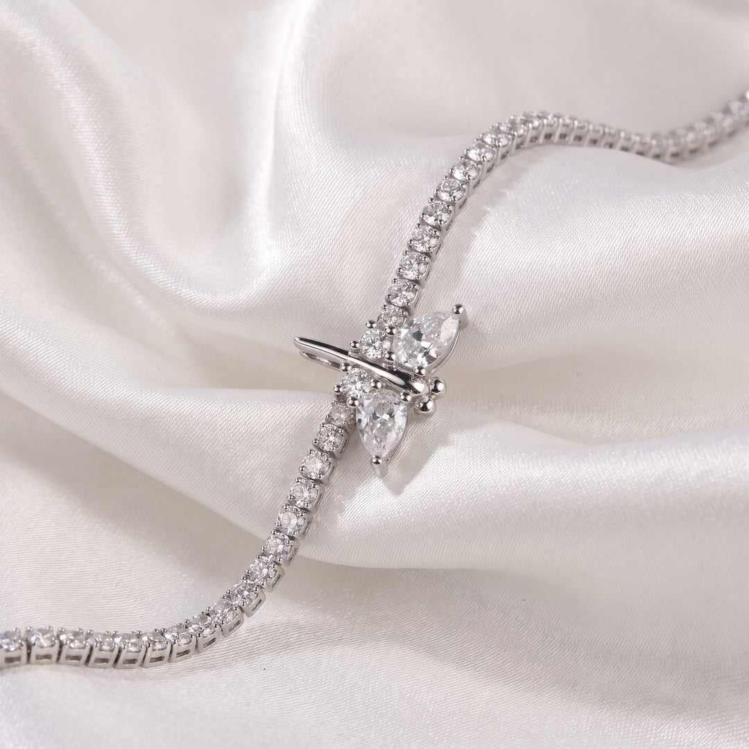 White stone silver bracelet