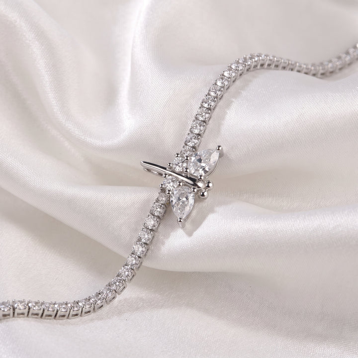 White stone silver bracelet