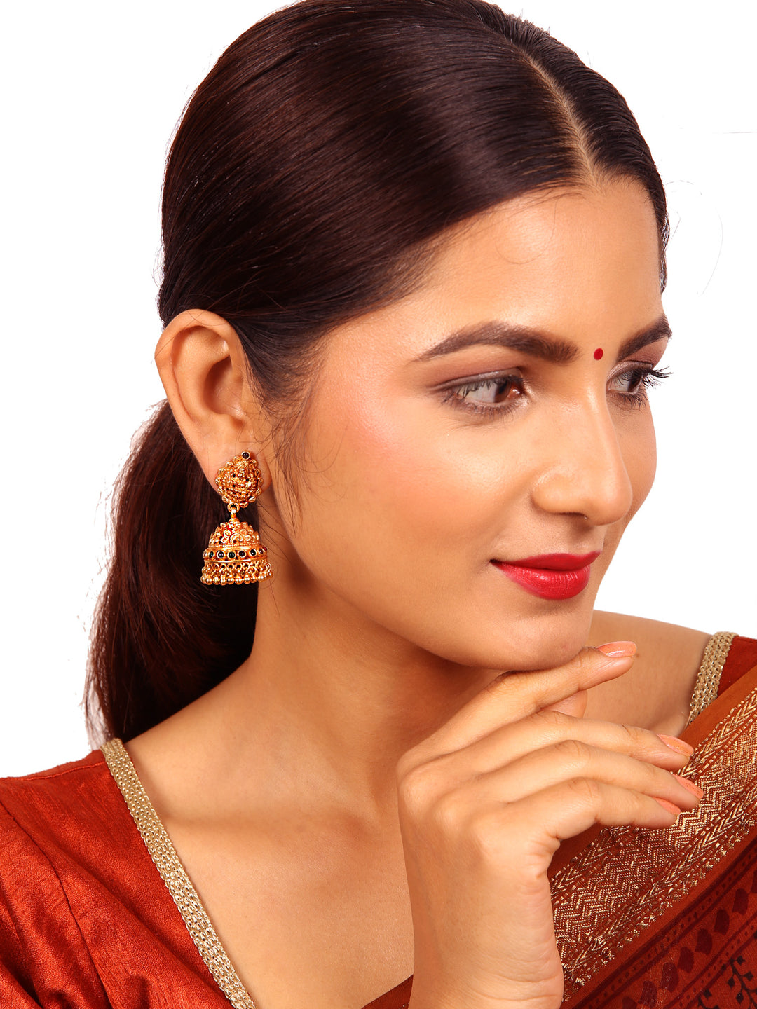 Durga Jhumka - 925 silver gold polish