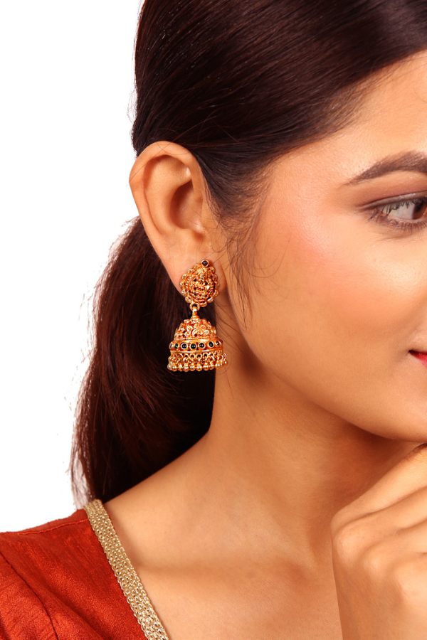 Durga Jhumka - 925 silver gold polish