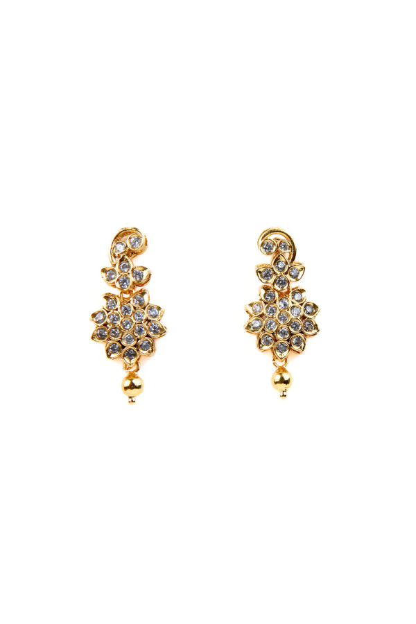 Pair of silver gold polished earrings with intricate designs