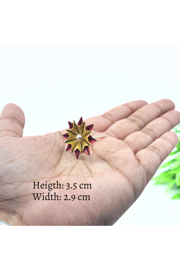 Enamel silver flower- pure silver gift items- silver pooja items for home, return gift for navarathri, wedding and housewarming