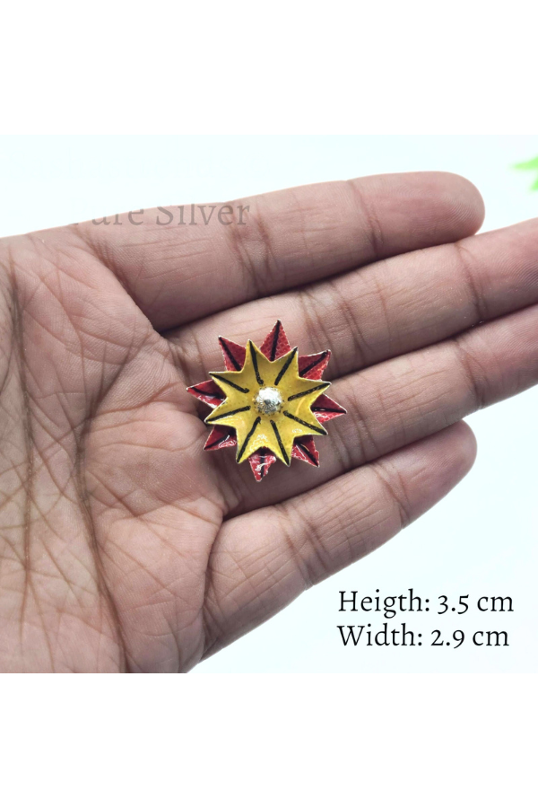 Enamel silver flower- pure silver gift items- silver pooja items for home, return gift for navarathri, wedding and housewarming