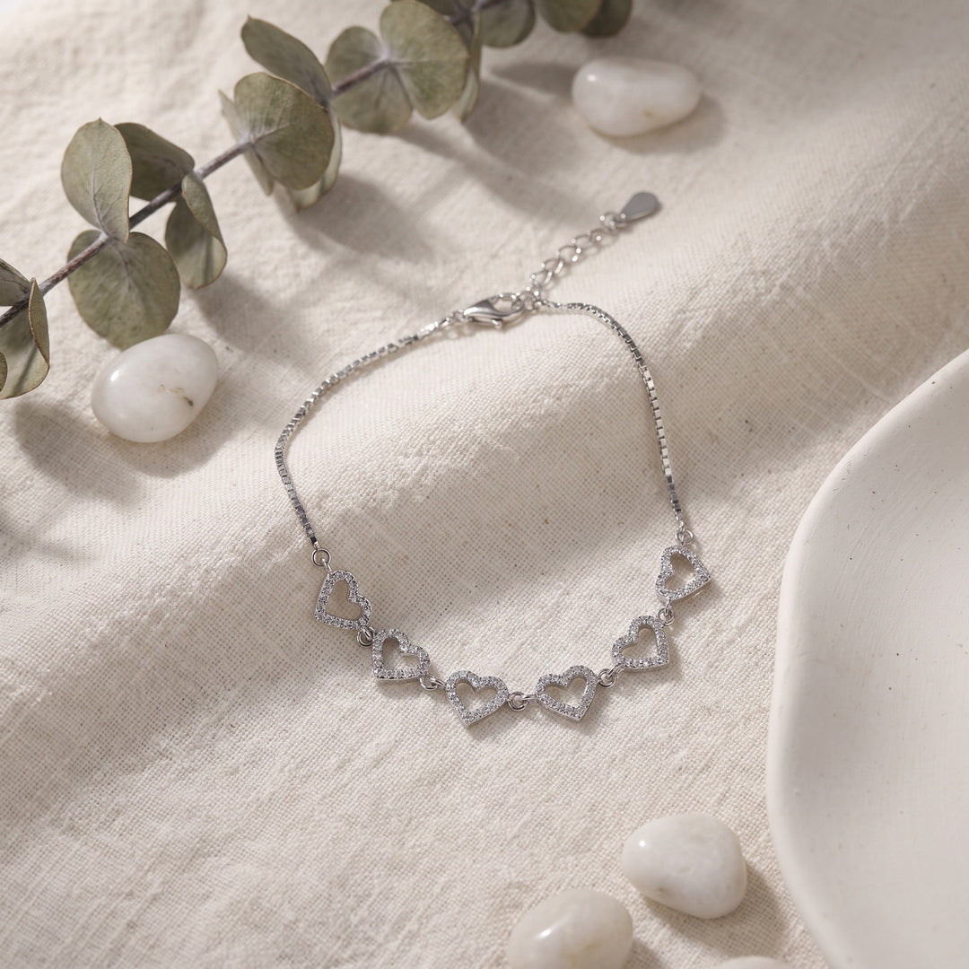 Love heart silver bracelet