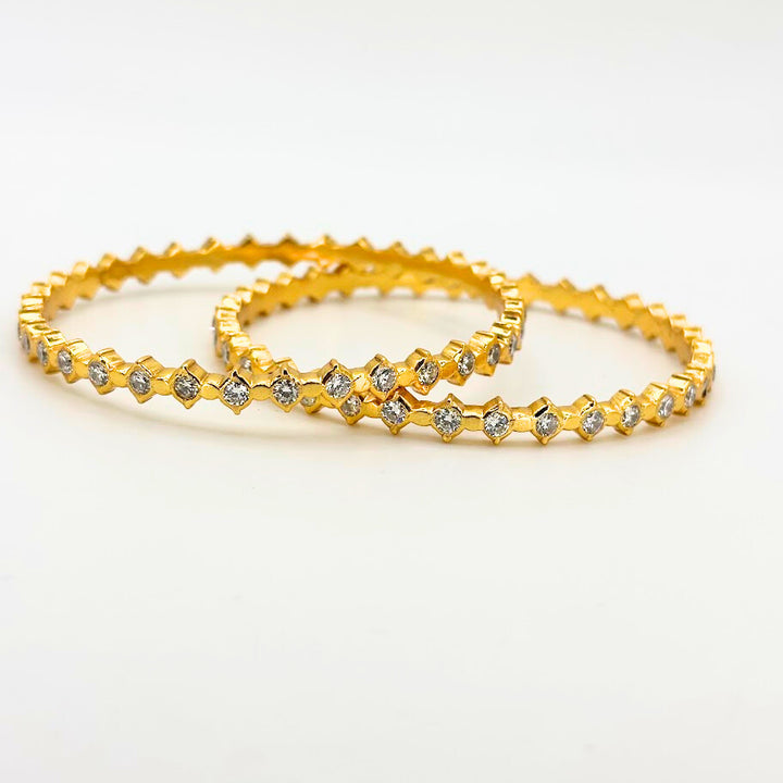 925 silver gold plated - White zircon bangle