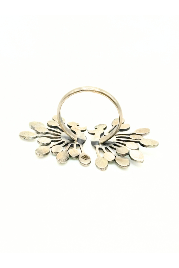 Peacock finger ring - 925 silver oxidized
