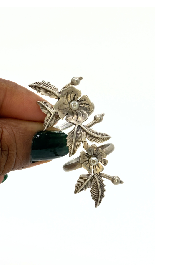 Flora Cascade Ring - 925 silver oxidized