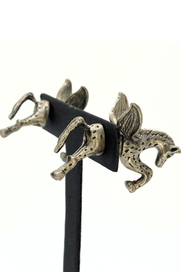 Unicorn earring - 925 silver oxidized