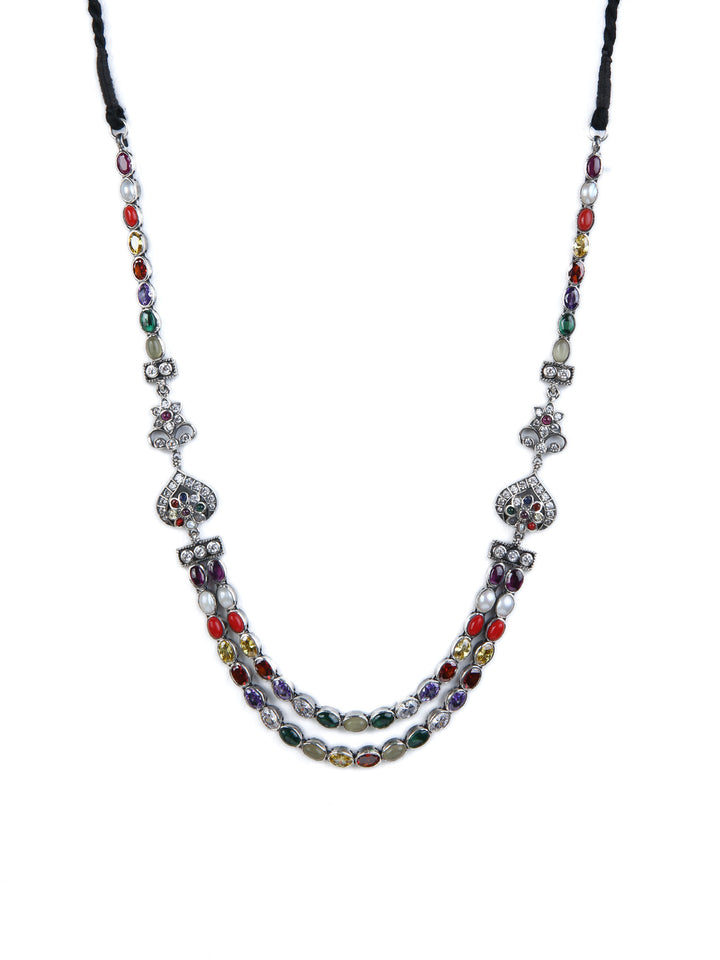 Gopika Navarathna Necklace - 925 silver oxidized