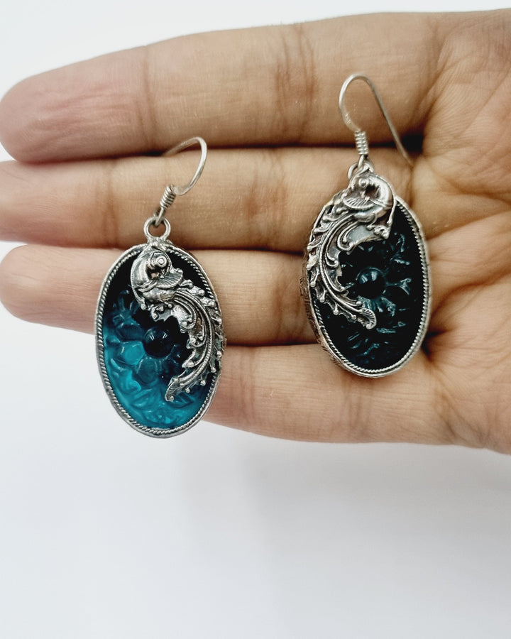 Sterling silver earring, 925 silver jewelry, Green stone earring, Navarathri, Christmas, Festival collection, Daily wear, Gifts