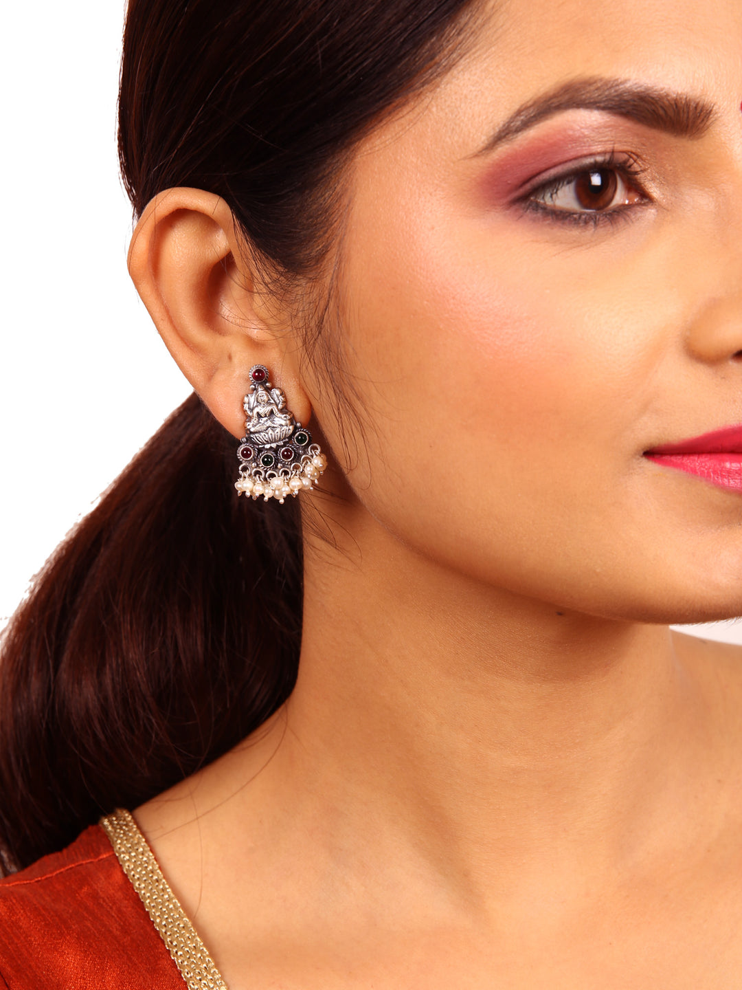 Harini Stud - 925 silver oxidized - Earrings