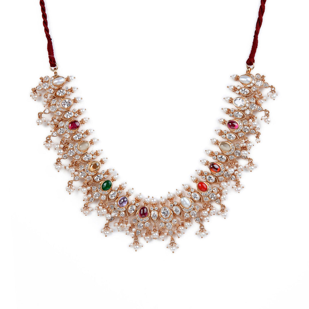 Hasi Navarathna Necklace - 925 silver gold polish