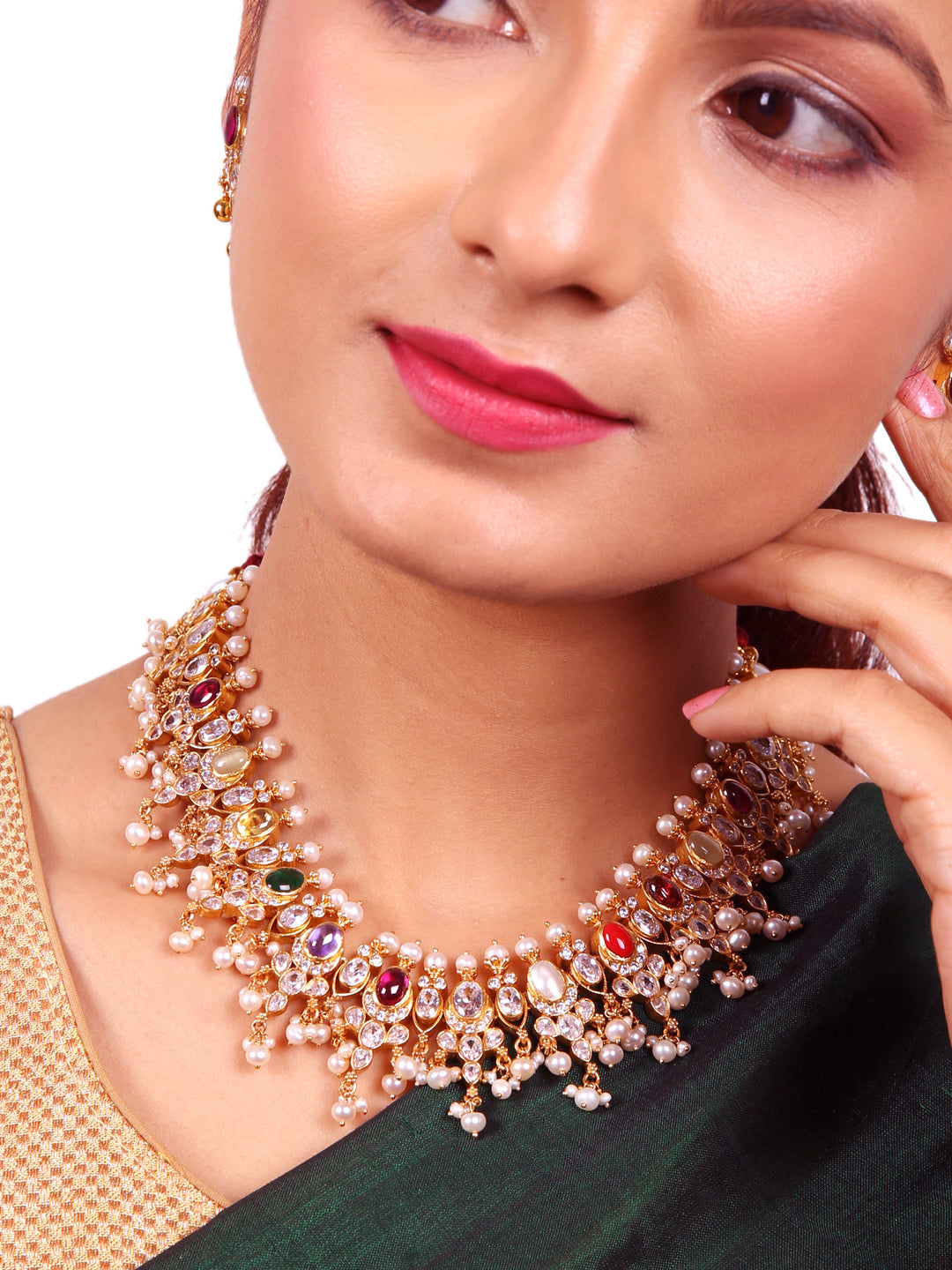 Hasi Navarathna Necklace - 925 silver gold polish