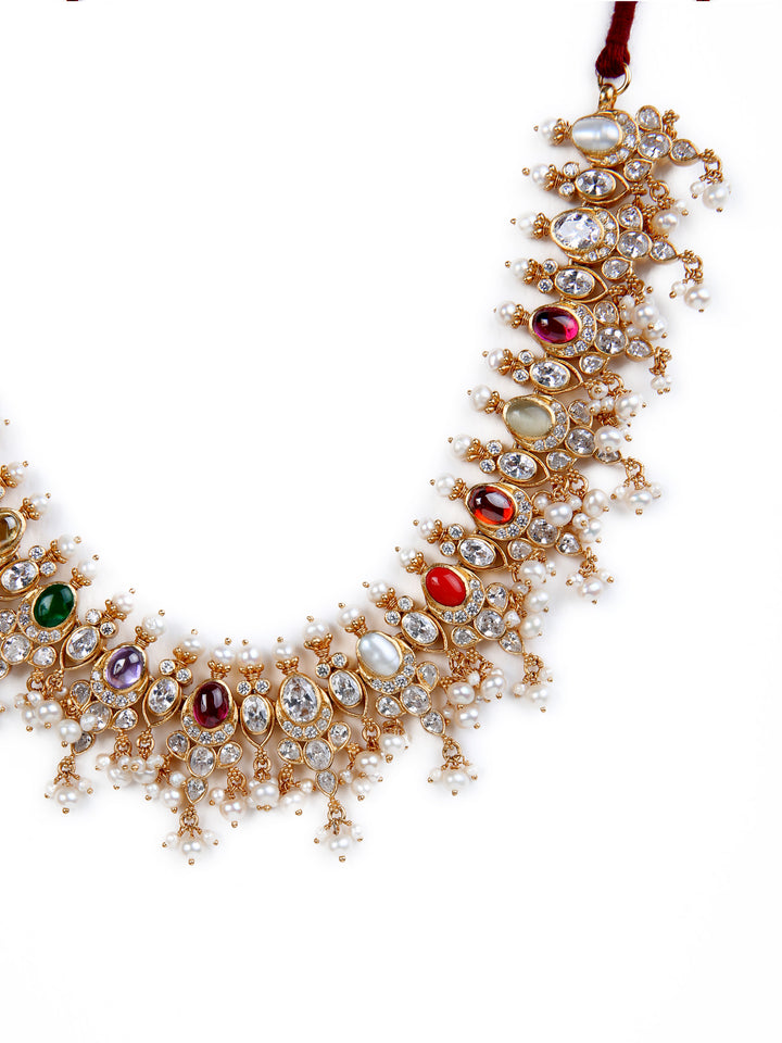 Hasi Navarathna Necklace - 925 silver gold polish