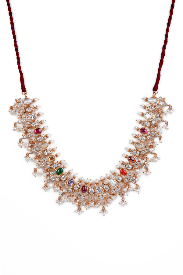 Hasi Navarathna Necklace - 925 silver gold polish