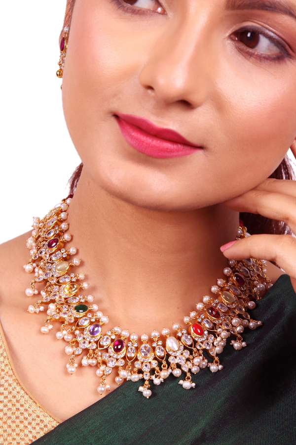 Hasi Navarathna Necklace - 925 silver gold polish