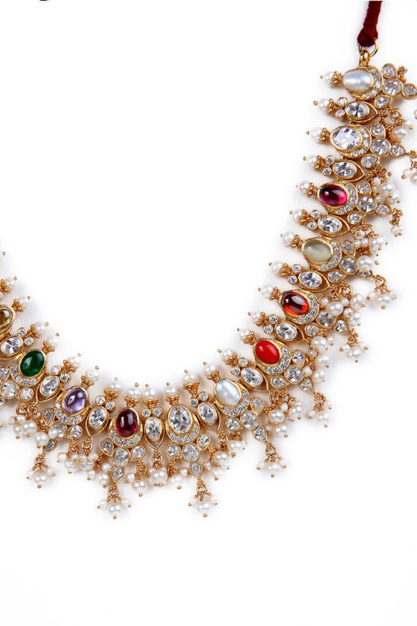 Hasi Navarathna Necklace - 925 silver gold polish