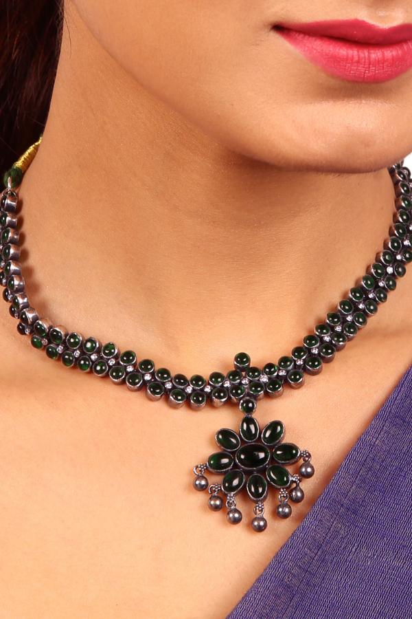 Hridaya Necklace - 925 silver oxidized