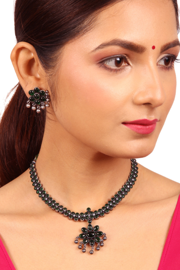Hridaya Necklace - 925 silver oxidized