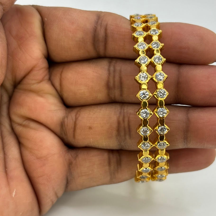 925 silver gold plated - White zircon bangle