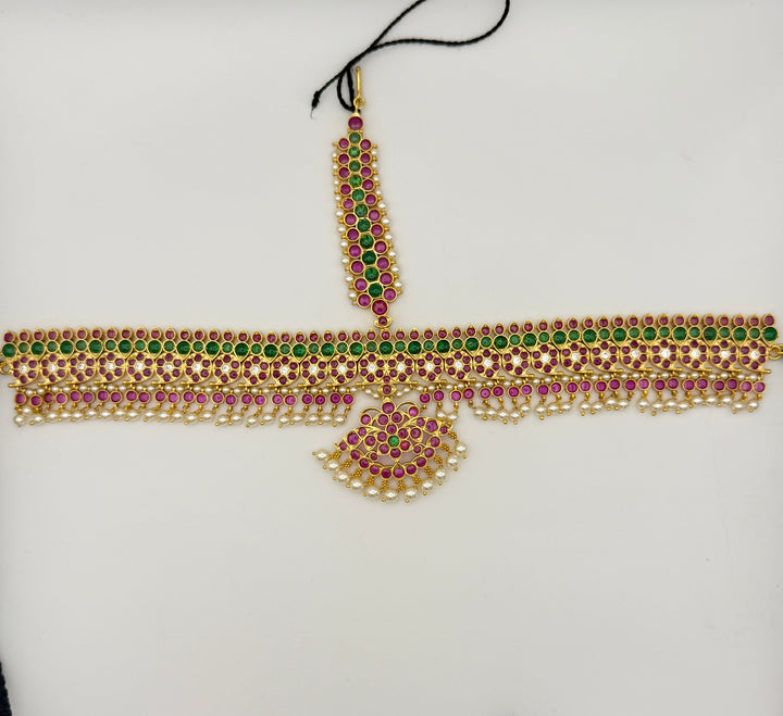 Bharatanatyam Mango Nethichutti- 925 silver Head ornament (24 ct gold polish)