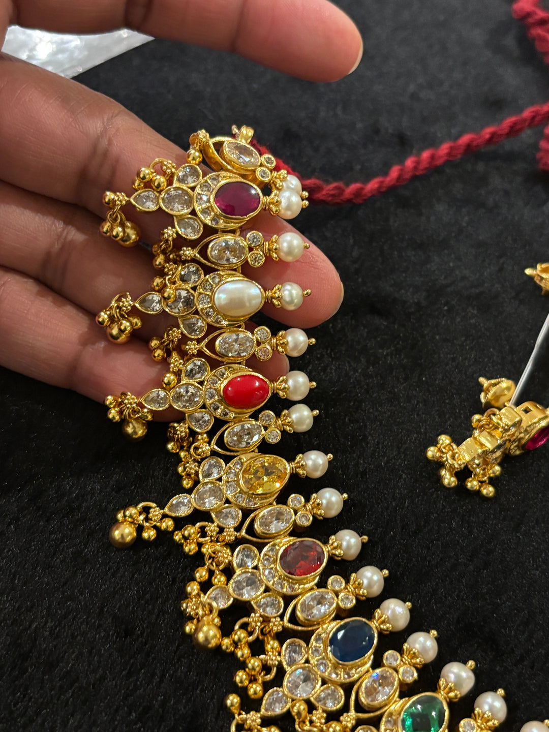 Kavi Navarathna Necklace - 925 silver gold polish