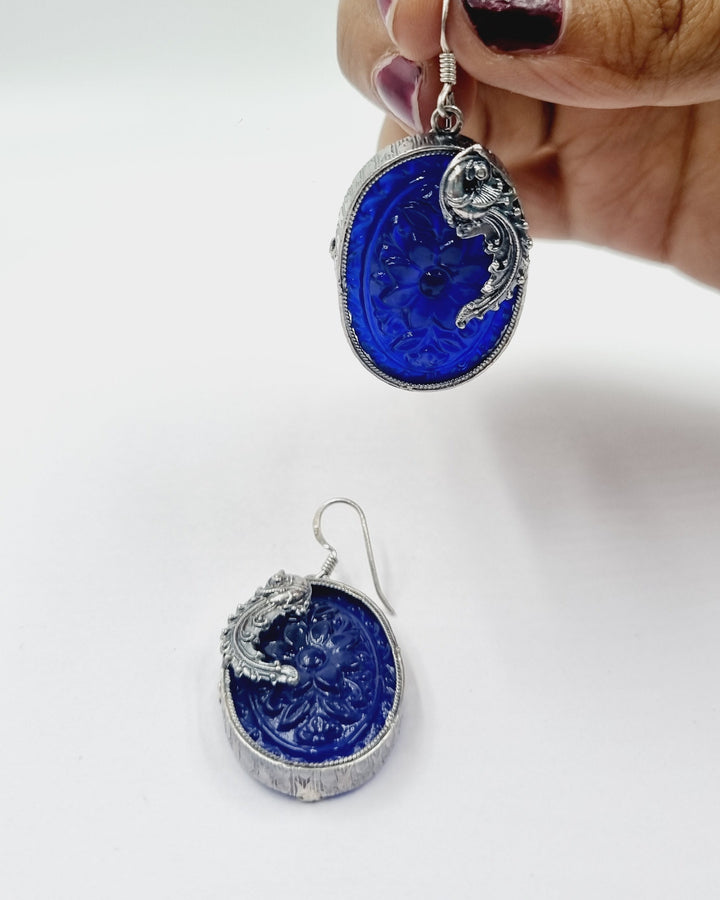 Sterling silver earring, 925 Silver jewelry, Blue stone jewelry, Navarathri, festival collections, Christmas, Gifts