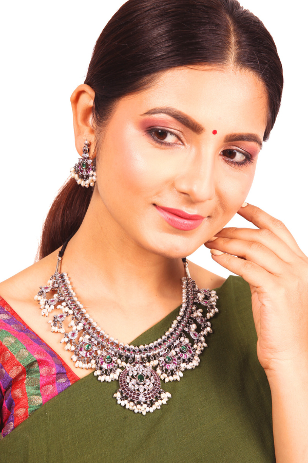 Ilamathi Necklace - 925 oxidized silver