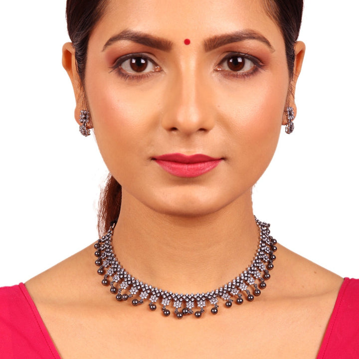 Indrani Necklace - 925 oxidized silver