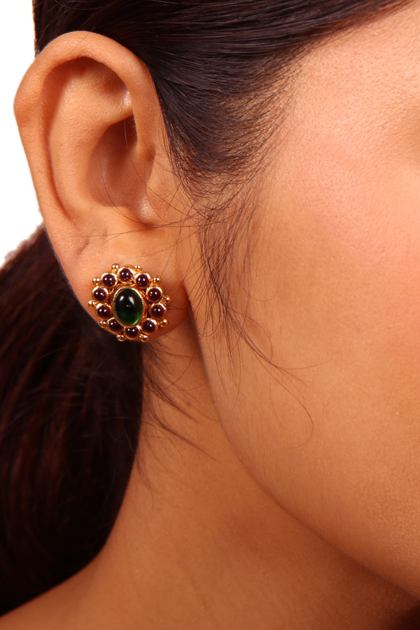 Isha reversible Stud - 925 silver gold polish