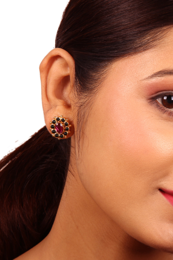 Isha reversible Stud - 925 silver gold polish