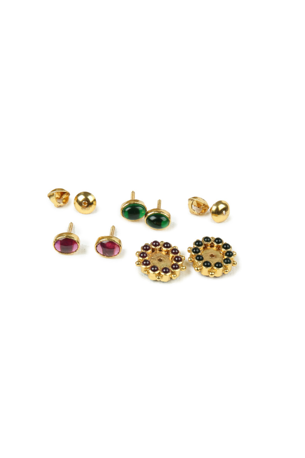 Isha reversible Stud - 925 silver gold polish