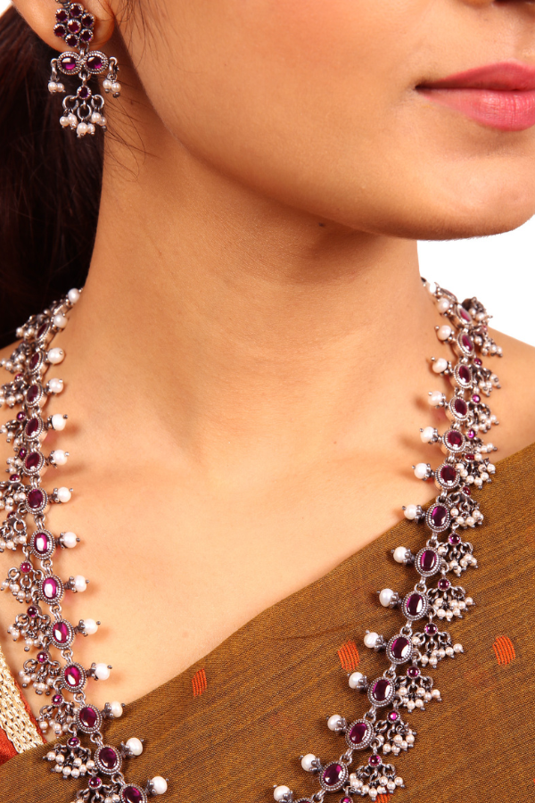 Jiya Necklace - 925 oxidized silver