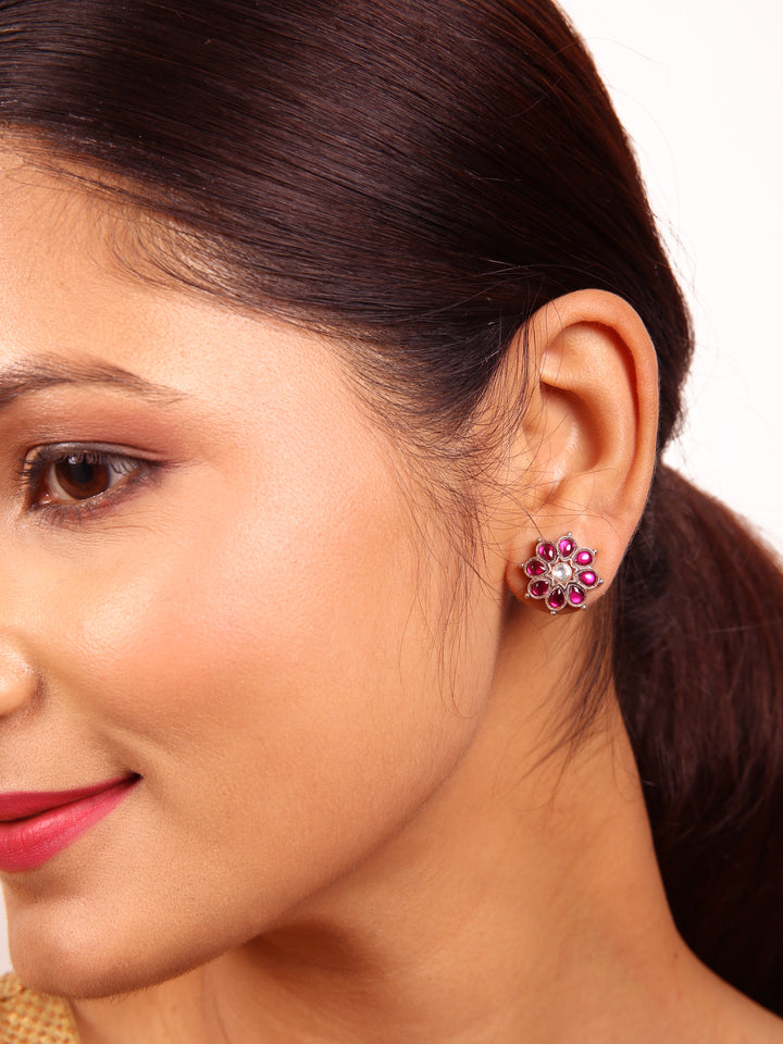 Kalpana Stud-925 silver (Oxidized)-Earrings