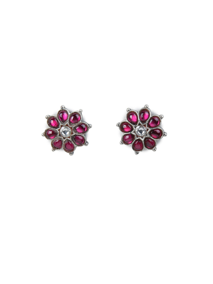 Kalpana Stud-925 silver (Oxidized)-Earrings
