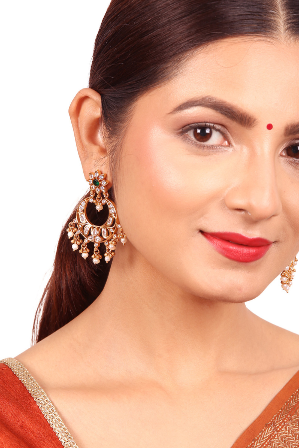 Kashmika Chaandbali Earring - 925 silver gold polish