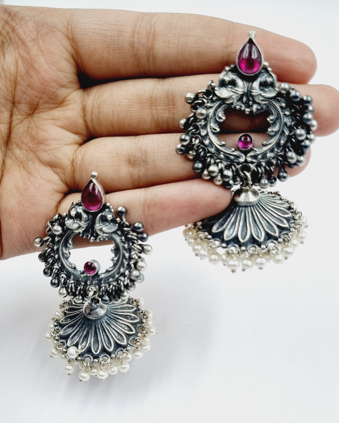 Kiyana Jhumka - 925 Silver Oxidized