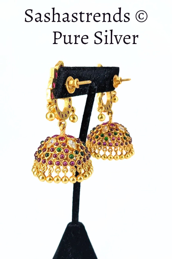 Koushika Jhumka - 925 silver gold polish