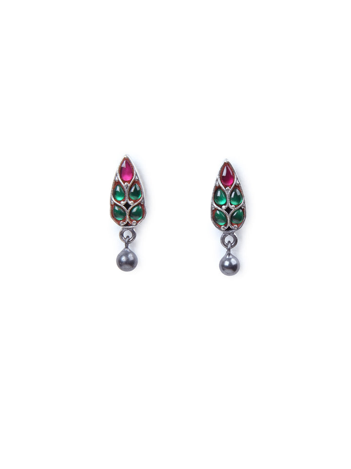 Kriti Stud-925 silver (Oxidized)-Earrings