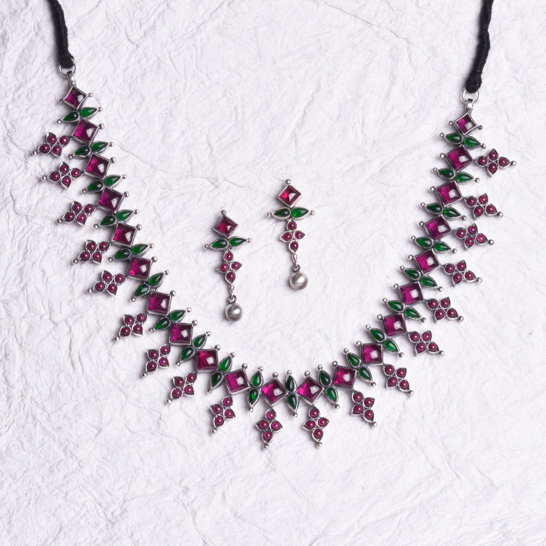 Kumudha Necklace - 925 oxidized silver